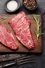 Raw marbled beef steak