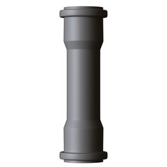 Plastic sewer pipe grey on white background, isolated. 3D rendering of excellent quality in high resolution. It can be enlarged and used as a background or texture.