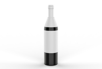 Wine bottle with blank label and hang tag for branding and mock up. 3d render illustration.