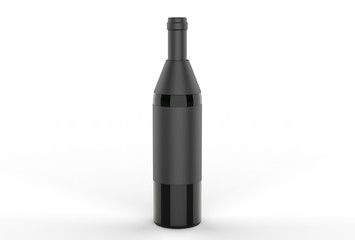 Wine bottle with blank label and hang tag for branding and mock up. 3d render illustration.
