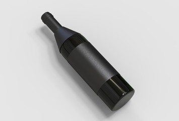 Wine bottle with blank label and hang tag for branding and mock up. 3d render illustration.