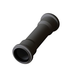 Plastic sewer pipe grey on white background, isolated. 3D rendering of excellent quality in high resolution. It can be enlarged and used as a background or texture.