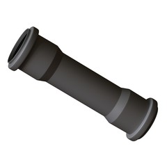 Fototapeta premium Plastic sewer pipe grey on white background, isolated. 3D rendering of excellent quality in high resolution. It can be enlarged and used as a background or texture.