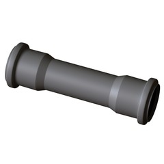 Plastic sewer pipe grey on white background, isolated. 3D rendering of excellent quality in high resolution. It can be enlarged and used as a background or texture.