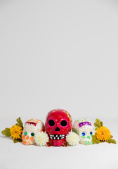 day of the dead sugar skulls composition