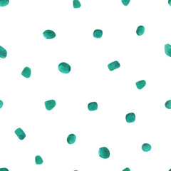 Watercolor spots, stones of emerald color, different shapes. pattern for textiles, packaging, cover, background.