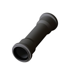 Plastic sewer pipe grey on white background, isolated. 3D rendering of excellent quality in high resolution. It can be enlarged and used as a background or texture.