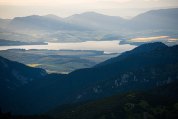 Alpine Terrain, Forest And Big Lake In The Distance, Liptovska Mara, Slovakia