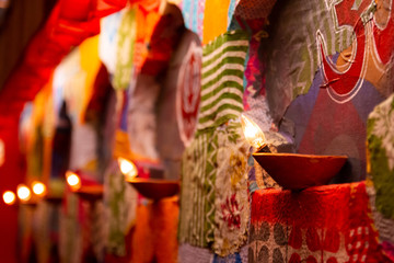 Electronic diya for home decoration in Diwali celebration, Modern technology in Indian festival