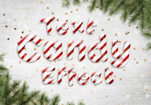 Candy Cane Text Effect Mockup