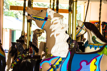 Children's Carousel in a public park - 296156836