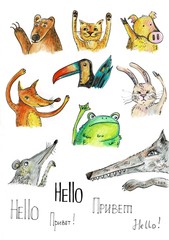 Animals in cartoon style, illustration