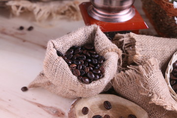 Coffee beans in sack