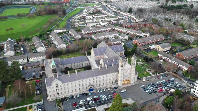Dublin Cathedral in Ireland. Aerial Drone View of Mary Aikenhead Heritage Centre and Our Lady's Hospice in Harolds Cross Dublin 8 Ireland. Irish history and religion.