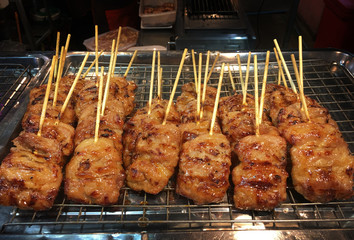 Thai Grilled Pork on Skewers BBQ pork skewer  street food