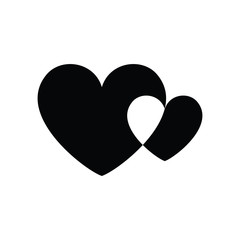 Black and white vector heart icon isolated on white background