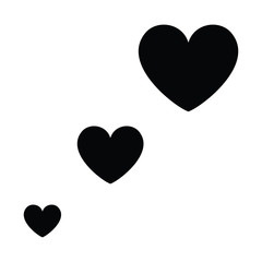 Black and white vector heart icon isolated on white background