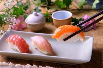 Variety of Sushi on plate