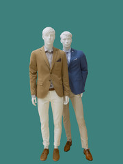 Two full-length male mannequins.