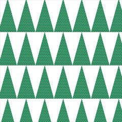 Scandinavian geometric pattern with stylized linear fir and pine trees. Simple classic christmas seamless pattern for background, wrapping paper, fabric, surface design.  