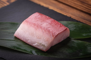 hamachi, raw yellowtail sashimi block - obrazy, fototapety, plakaty
