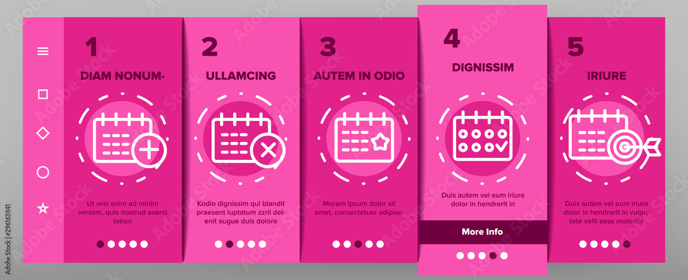 Poster schedule onboarding mobile app page screen vector thin line. calendar with clock and human, heart an