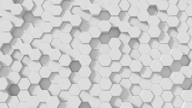 White hexagons mosaic. Computer generated abstract geometric 4k background. 3d render.