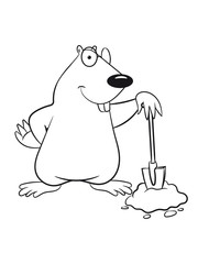 Maulwurf erde Maulwurfhügel witzig schaufel stolz graben spass garten süss niedlich tier erdhaufen cartoon einfarbig