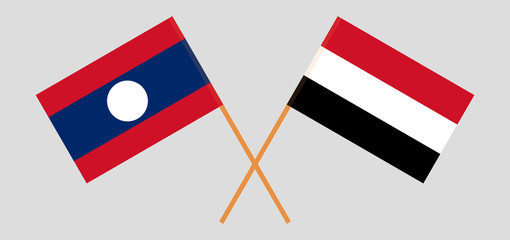 Laos and Yemen. Laotian and Yemeni flags