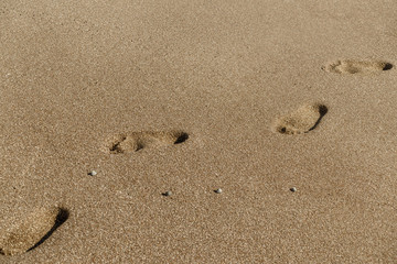 Fototapeta na wymiar footprints in the sand left by me on the Adriatic