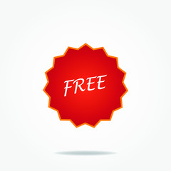 Free on red sticker, sale tag promo isolated on white background. Vector illustration