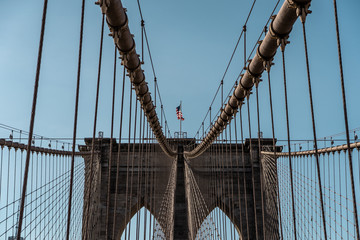 Obraz premium Brooklyn bridge New York city image, sunrise image of the New York Brooklyn bridge