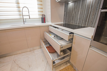 Modern kitchen design in a luxury apartment