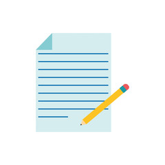 Isolated document and pencil flat vector design