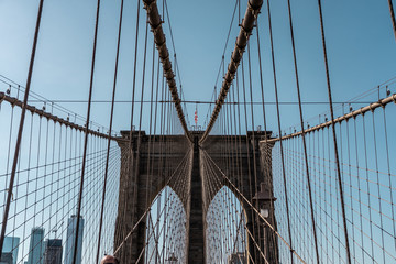 Brooklyn bridge New York city image, sunrise image of the New York Brooklyn bridge