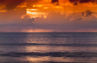 Colorful tropical seascape with clouds ans ocean