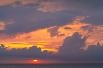 Colorful tropical seascape with colorful sky