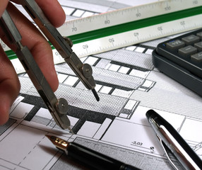 architect  drawing a building
