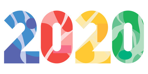 Fototapeta na wymiar Vector illustration of a 2020 year's wall calendar in a warm colors