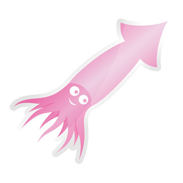 Illustration of cute squid cartoon isolated on white background