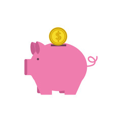 Isolated coin and piggy icon flat vector design