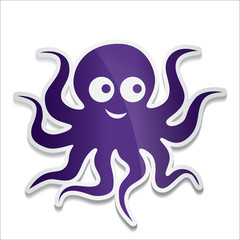 Cartoon octopus vector illustration on white background.