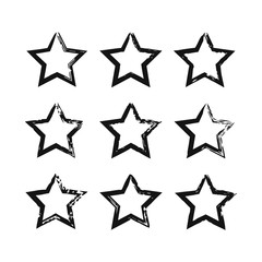 Vector pattern with hand drawn stars. Black and white texture.