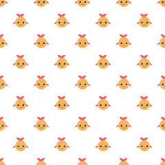 Seamless pattern with kawaii style fish on white background. Vector illustration . Cute cartoon background.