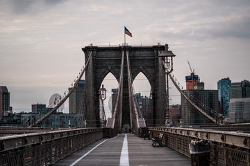 Fototapeta na wymiar Brooklyn bridge New York city image, sunrise image of the New York Brooklyn bridge