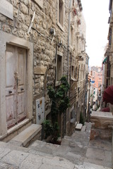 Fototapeta na wymiar narrow street in old town of dubrovnik croatia