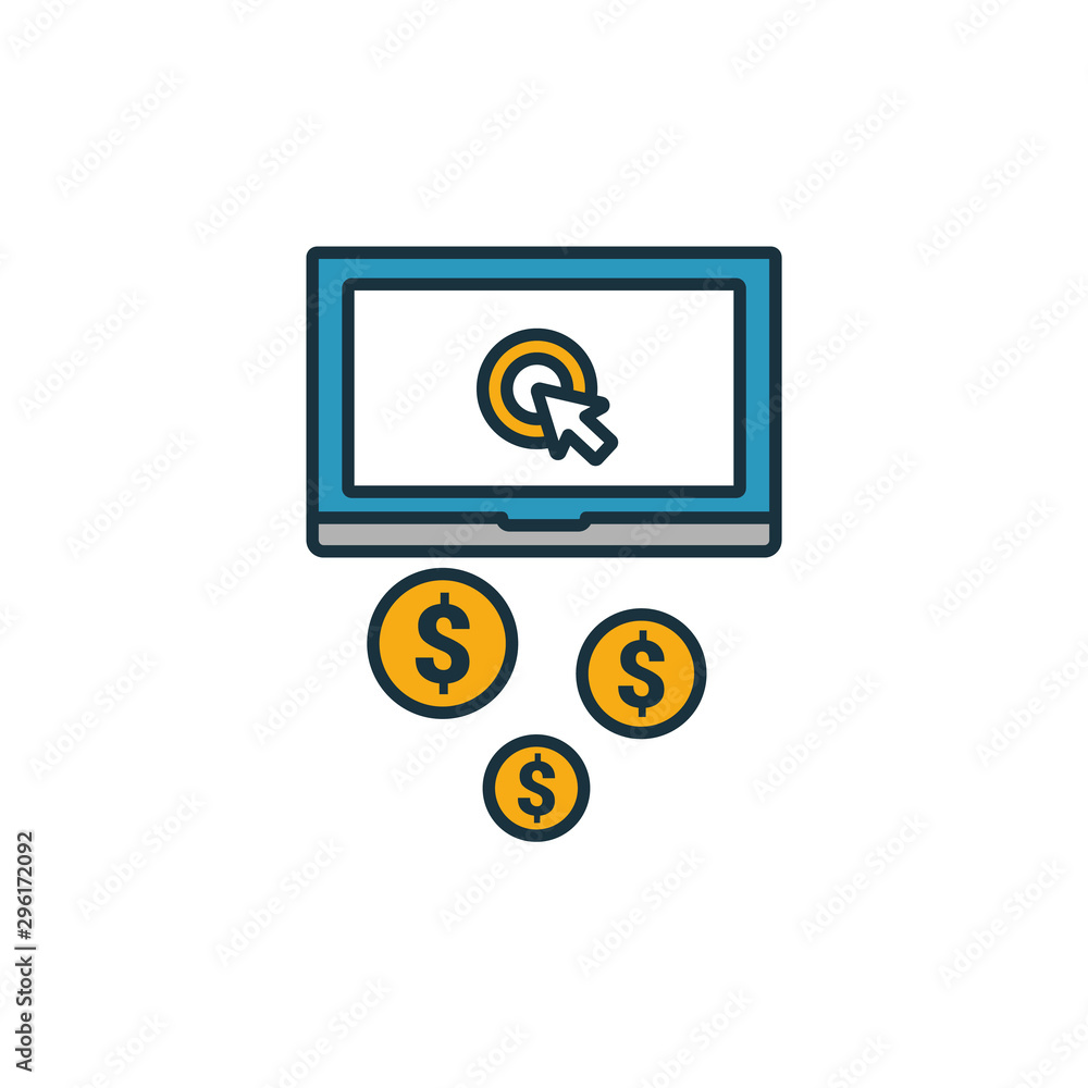 Poster cost per click icon set. four elements in diferent styles from content icons collection. creative co