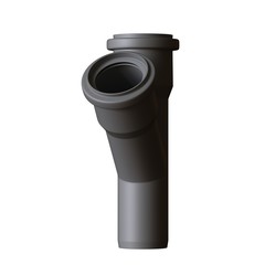 Plastic sewer pipe grey on white background, isolated. 3D rendering of excellent quality in high resolution. It can be enlarged and used as a background or texture.