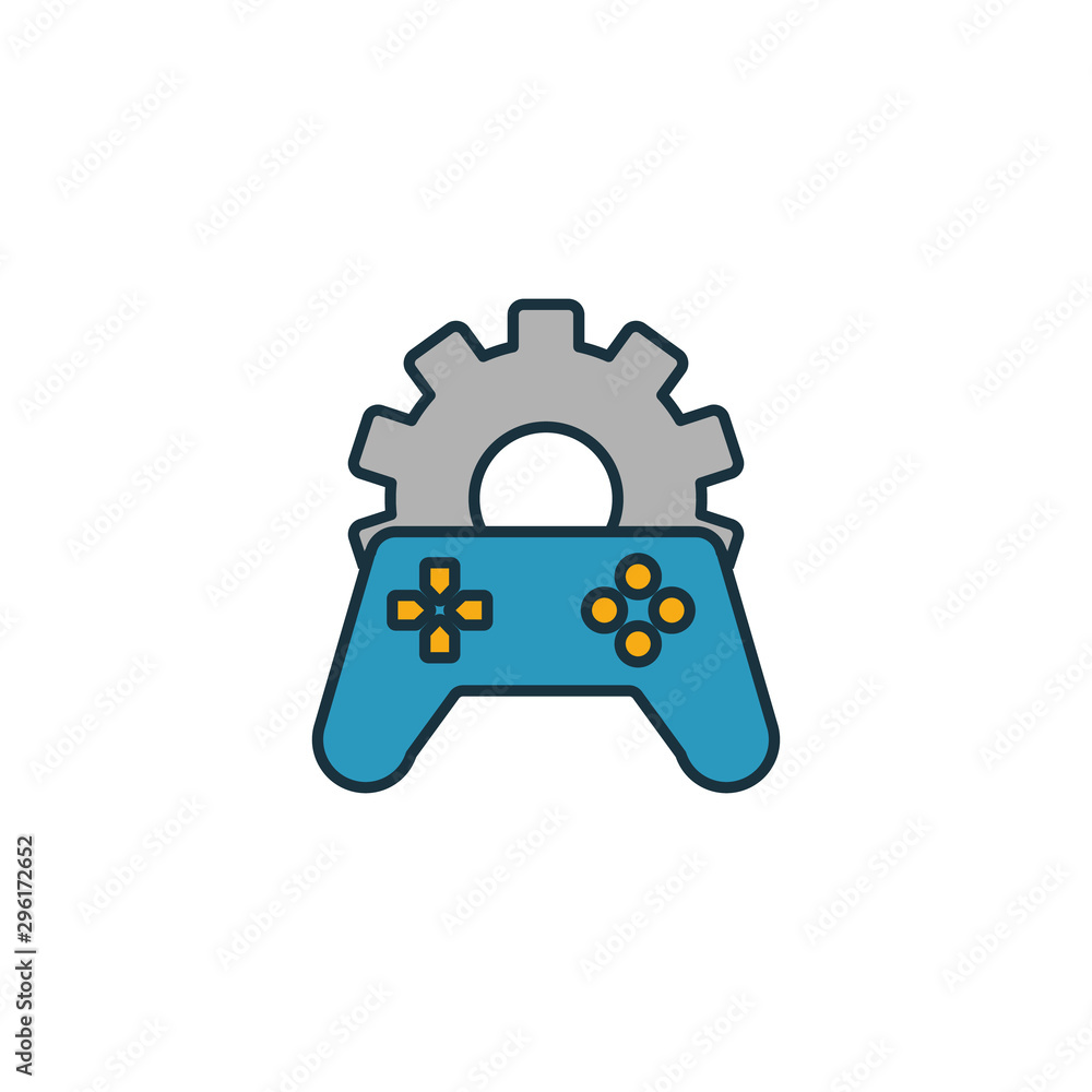 Poster gamification icon set. four elements in diferent styles from content icons collection. creative gami