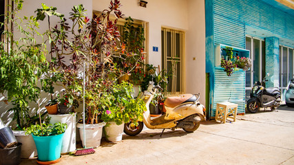 Old house with scooter